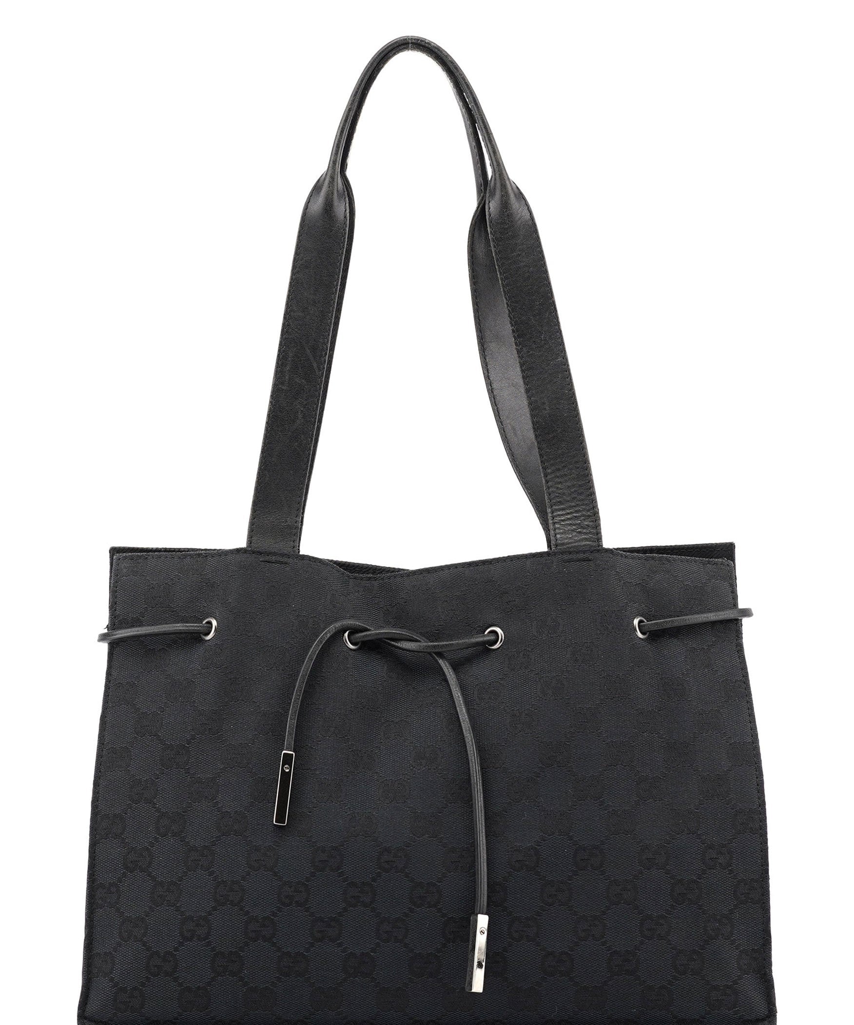 Gucci Black GG Drawstring Tote Bag