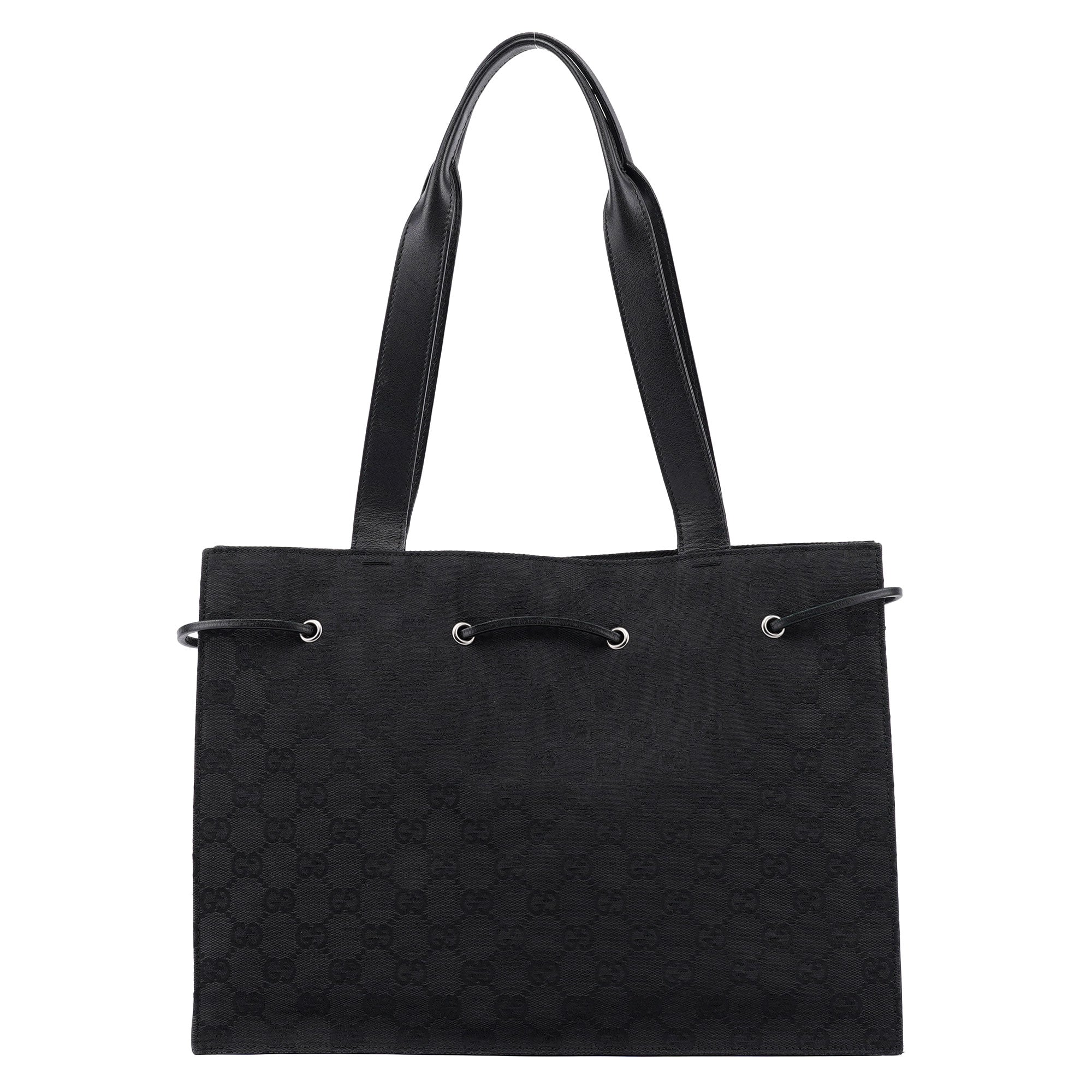 Gucci Sac cabas à lien coulissant en toile GG noire