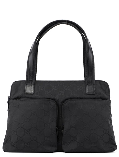 Gucci Black GG Dual Pocket Tote Bag