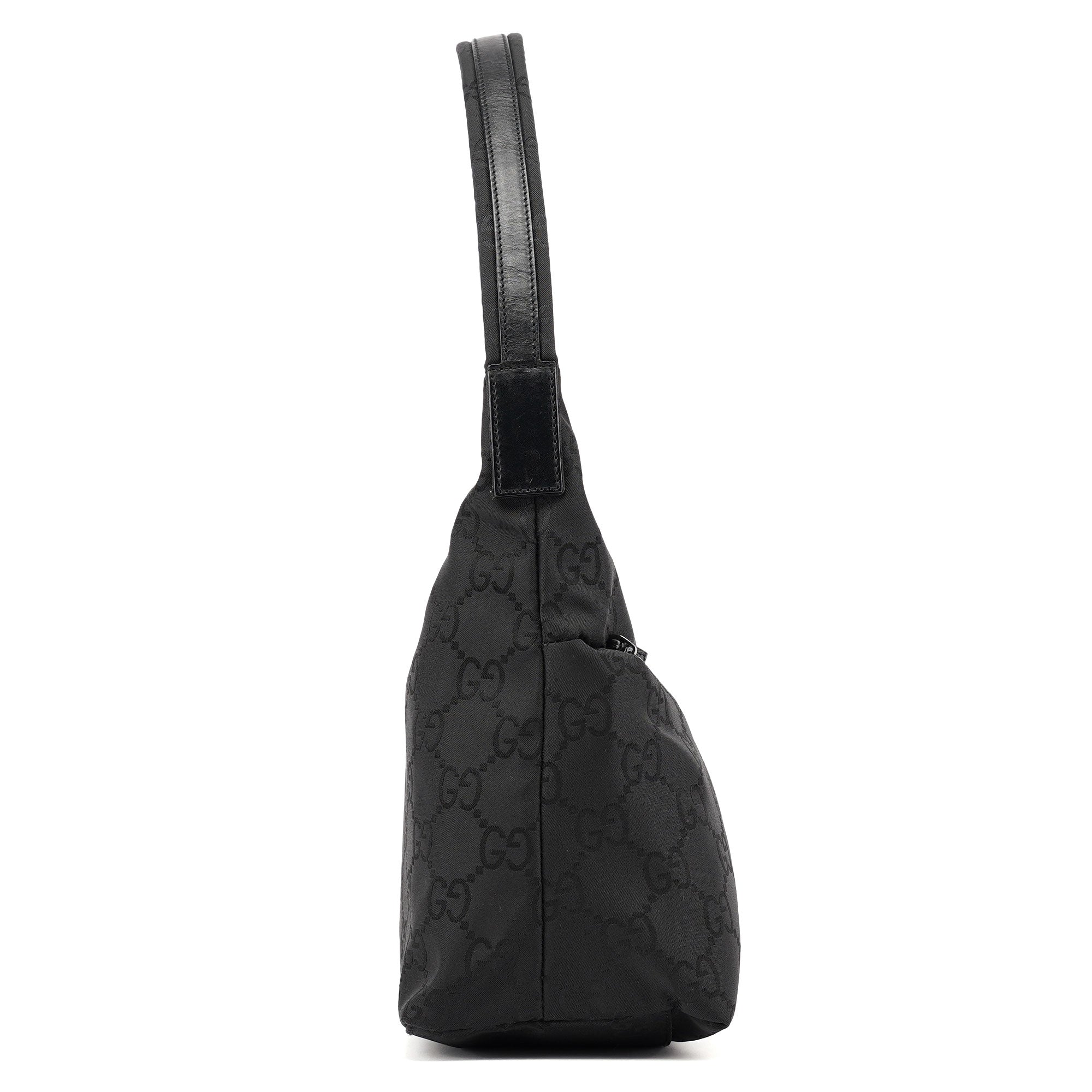 Gucci Hobo Schultertasche aus schwarzem GG Canvas