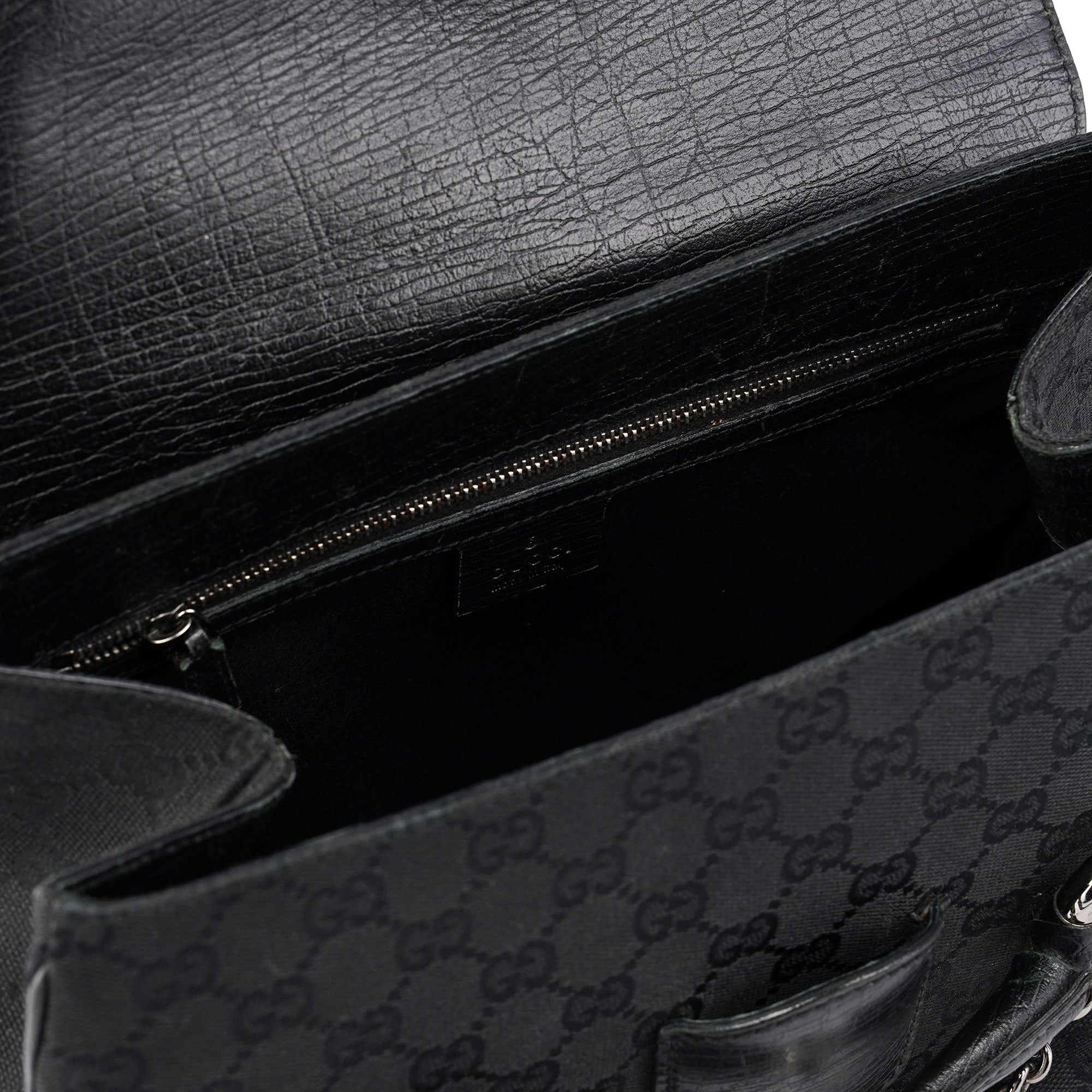 Gucci Sac à main GG Horsebit en toile noire