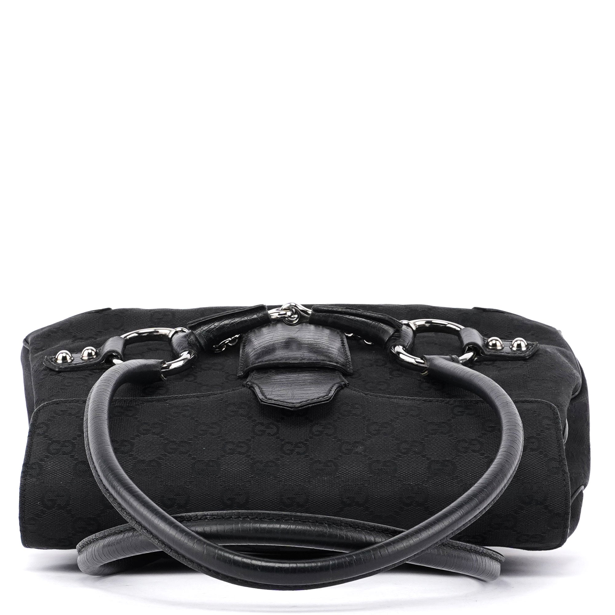 Gucci Sac à main GG Horsebit en toile noire