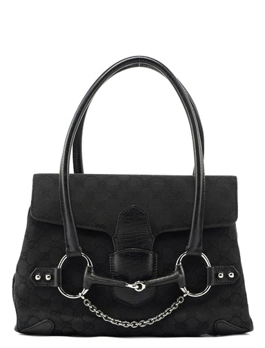 Gucci Black GG Horsebit Handbag