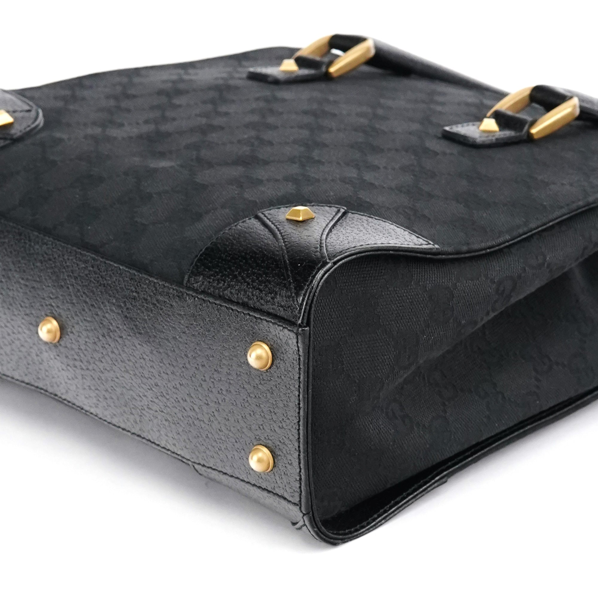 Gucci Sac cabas GG clouté en cuir noir