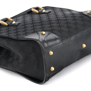 Gucci Black GG Leather Studded Tote Bag