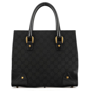 Gucci Black GG Leather Studded Tote Bag
