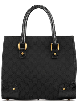 Gucci Black GG Leather Studded Tote Bag