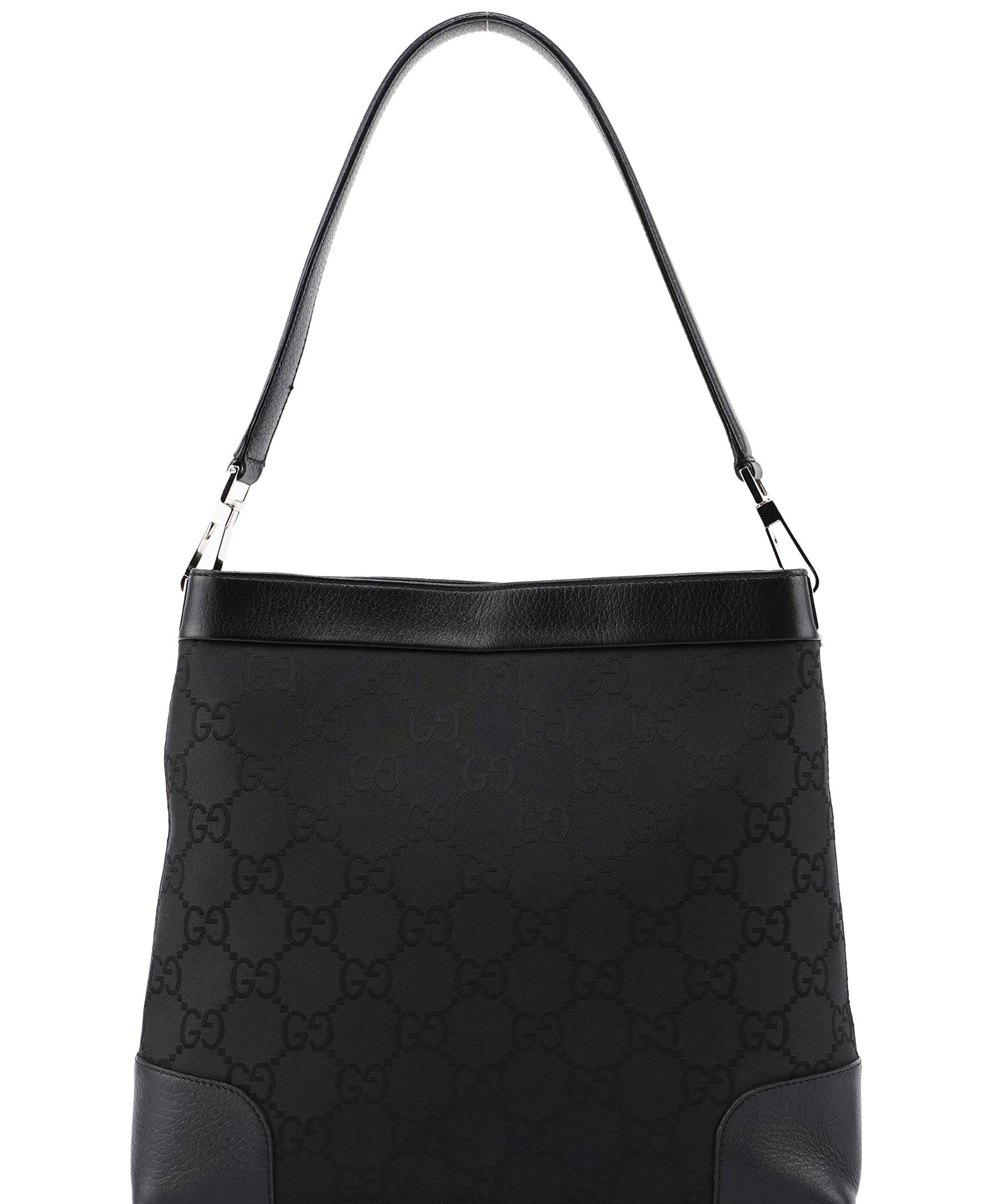 Gucci Black GG Leather Trim Shoulder Bag