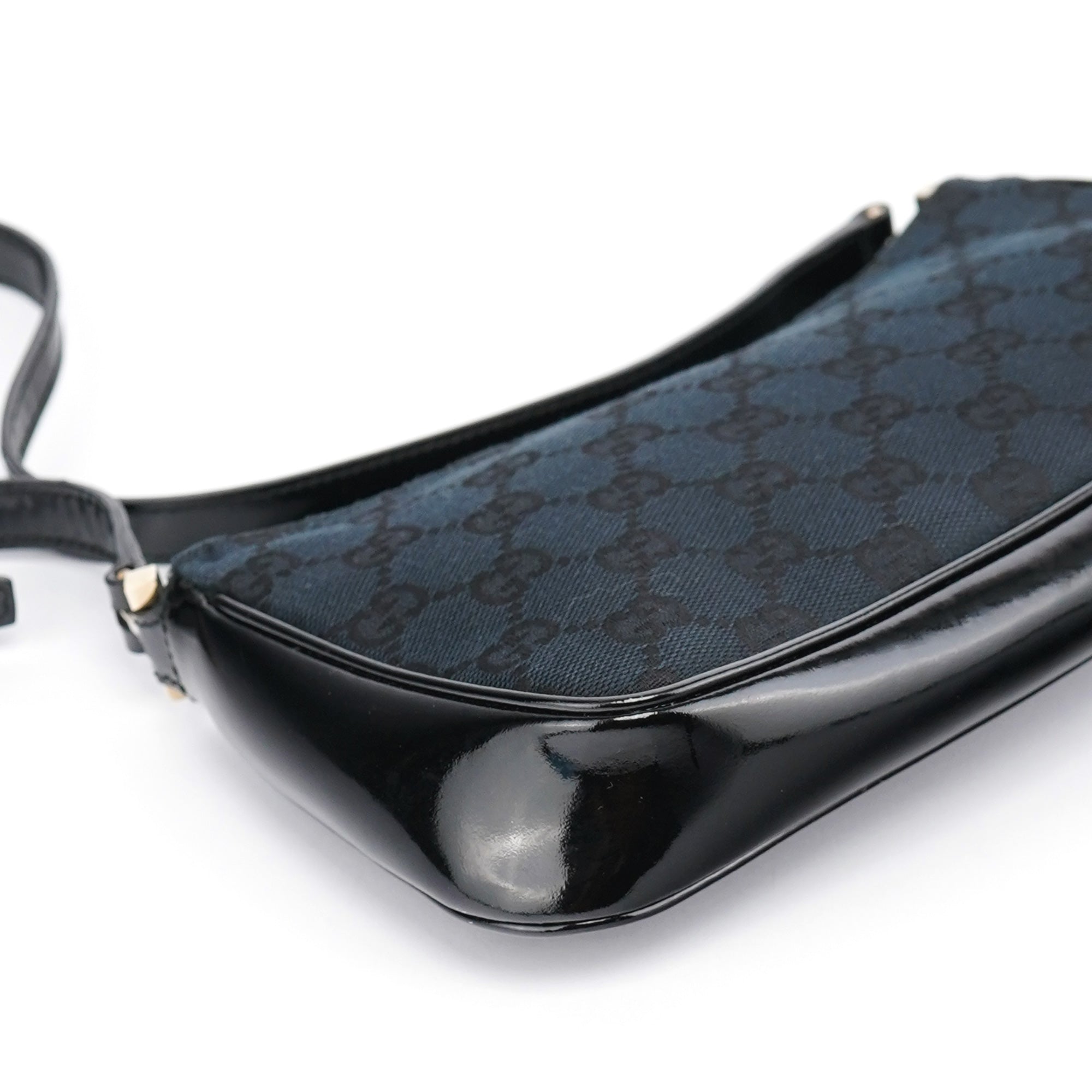 Gucci Black GG Patent Leather Shoulder Bag