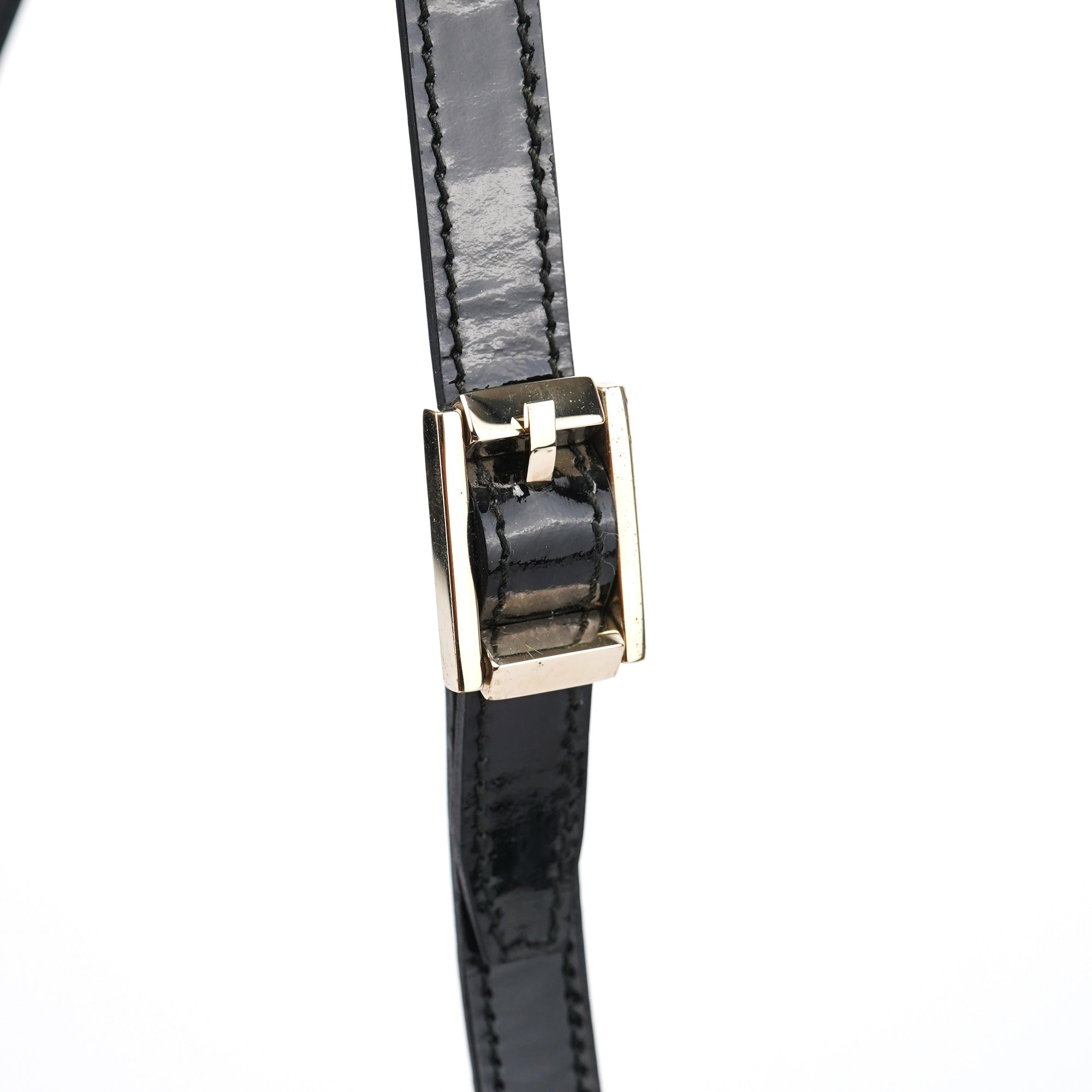 Gucci Black GG Patent Leather Shoulder Bag