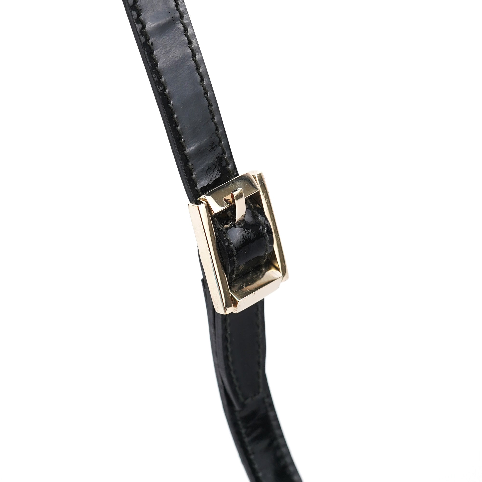 Gucci Black GG Patent Leather Shoulder Bag