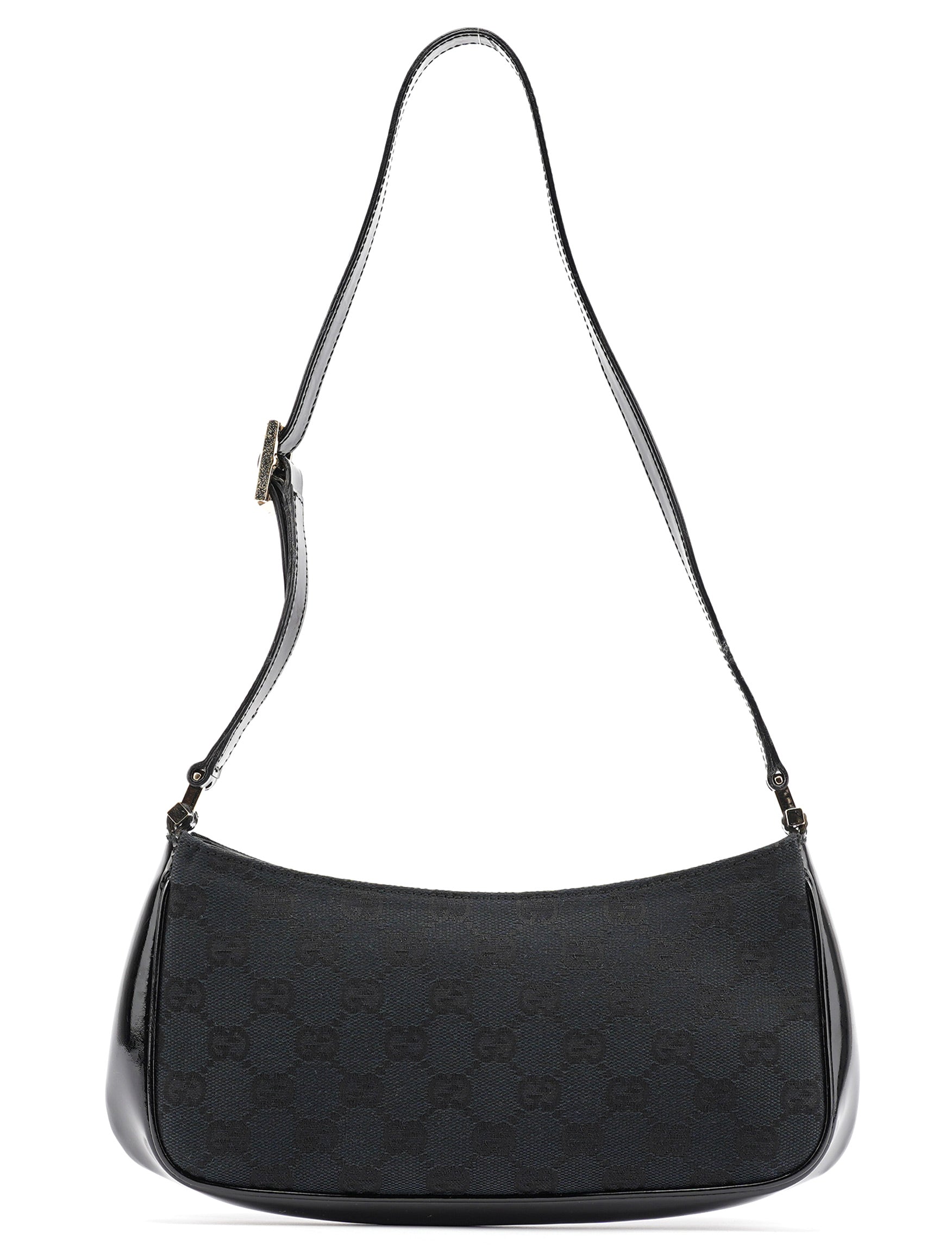Gucci Black GG Patent Leather Shoulder Bag