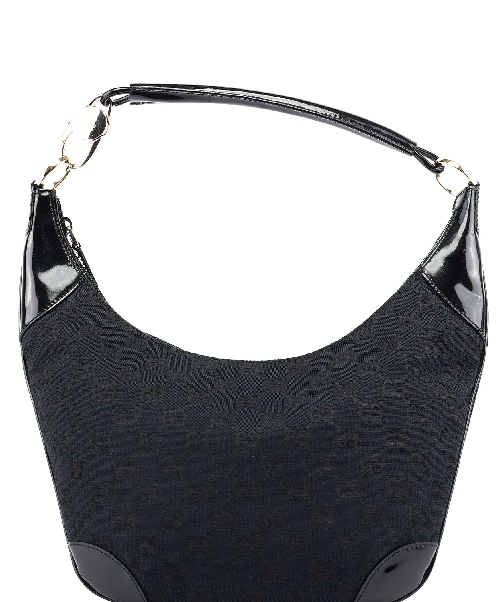 Gucci Black GG Patent Leather Shoulder Bag