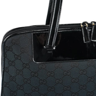 Gucci Black GG Patent Leather Tote Bag