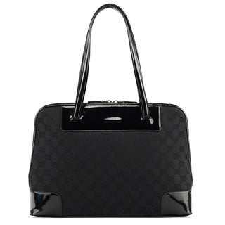 Gucci Black GG Patent Leather Tote Bag
