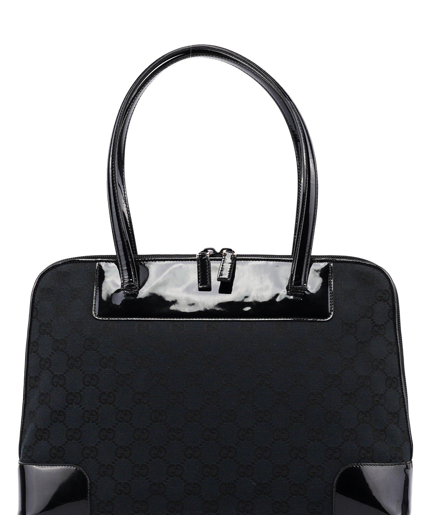 Gucci Black GG Patent Leather Tote Bag
