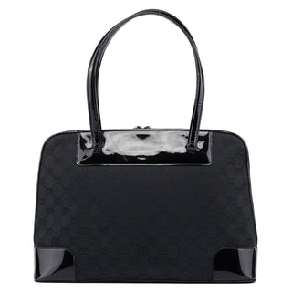 Gucci Black GG Patent Leather Tote Bag