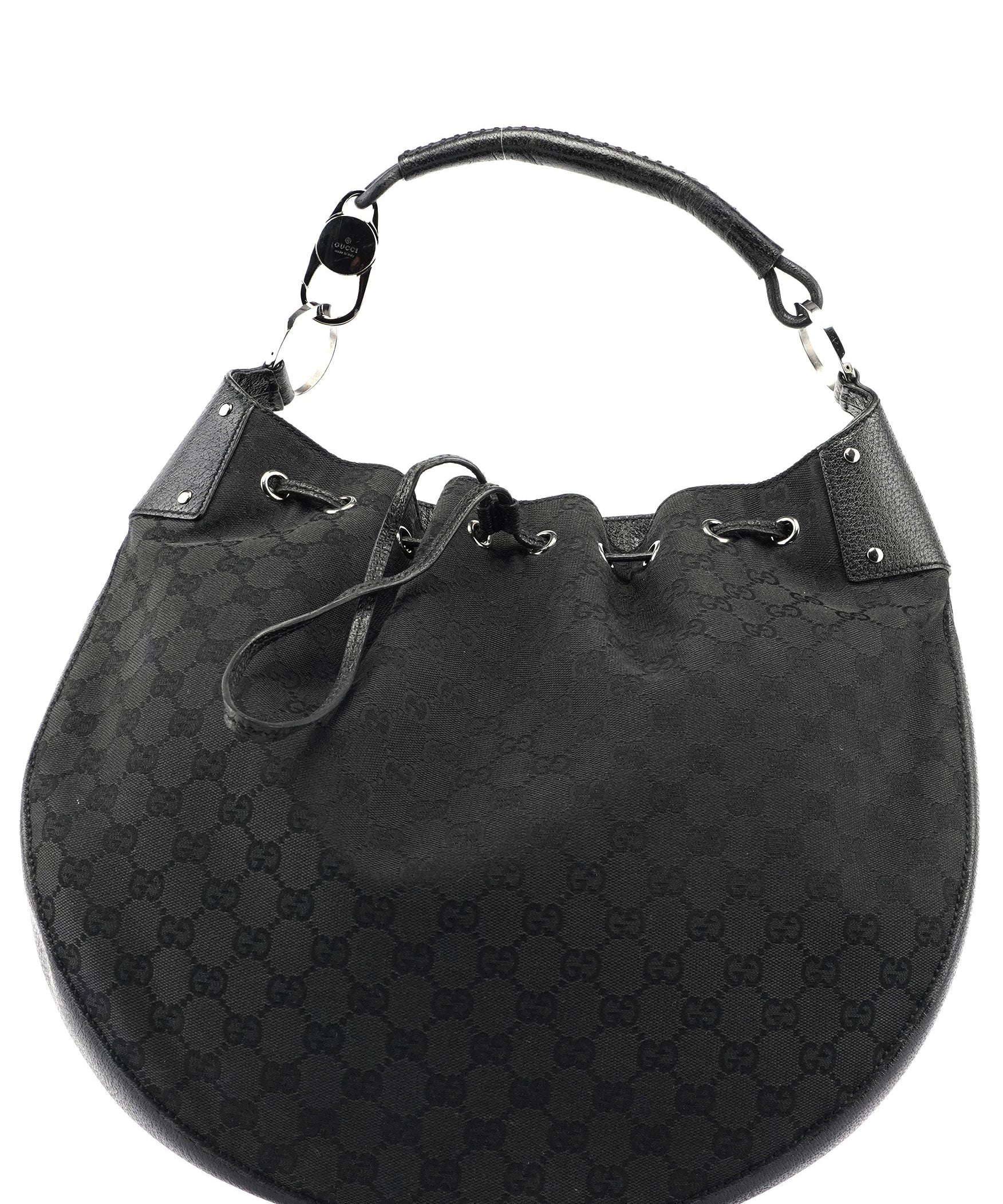 Gucci Black GG Round Hobo Shoulder Bag