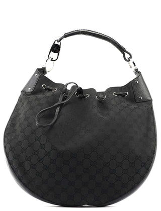 Gucci Black GG Round Hobo Shoulder Bag