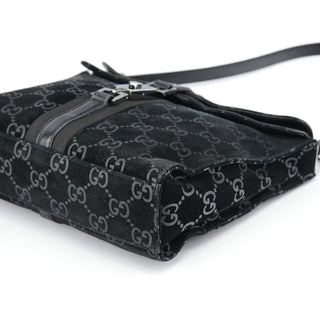 Gucci Black GG Suede Jackie Shoulder Bag