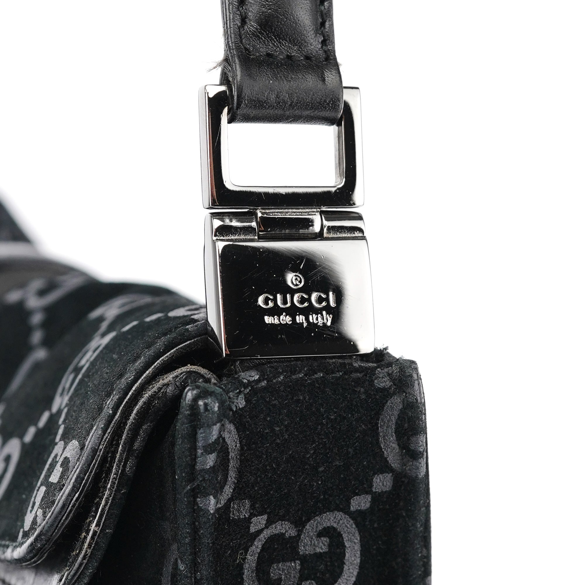 Gucci Sac porté épaule Jackie en daim GG noir