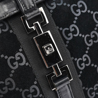 Gucci Black GG Suede Jackie Shoulder Bag