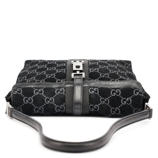 Gucci Black GG Suede Jackie Shoulder Bag