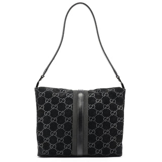 Gucci Black GG Suede Jackie Shoulder Bag