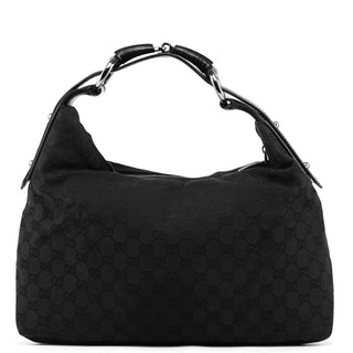 Gucci Black Horsebit Hobo Shoulder Bag