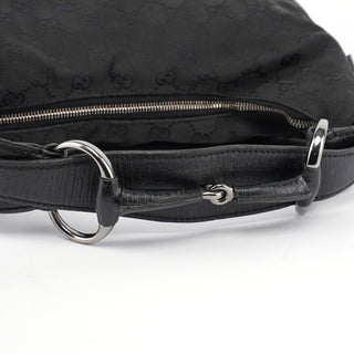 Gucci Black Horsebit Hobo Shoulder Bag