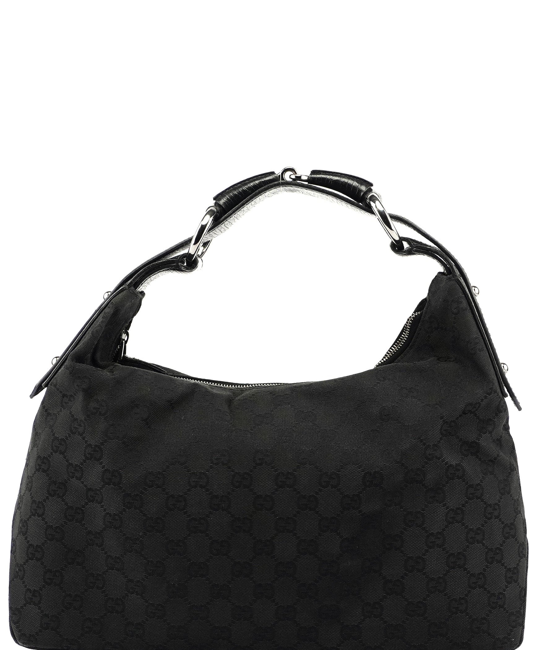 Gucci Black Horsebit Hobo Shoulder Bag