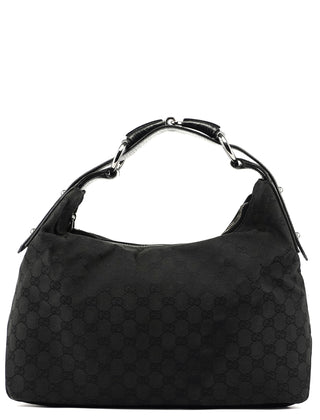 Gucci Black Horsebit Hobo Shoulder Bag