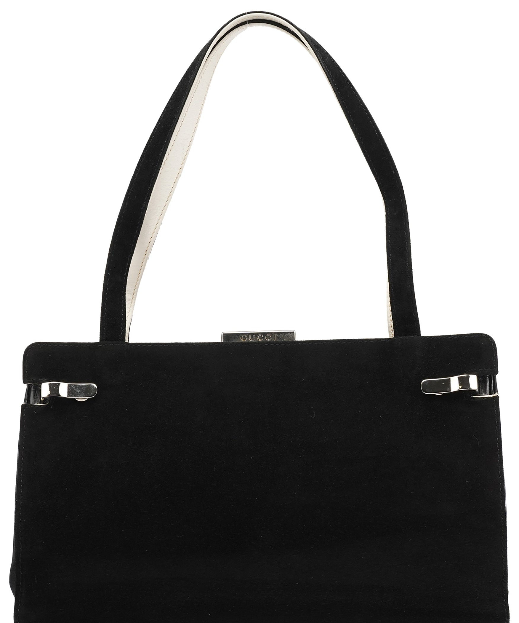 Gucci Black Ivory Suede Leather Tote Bag
