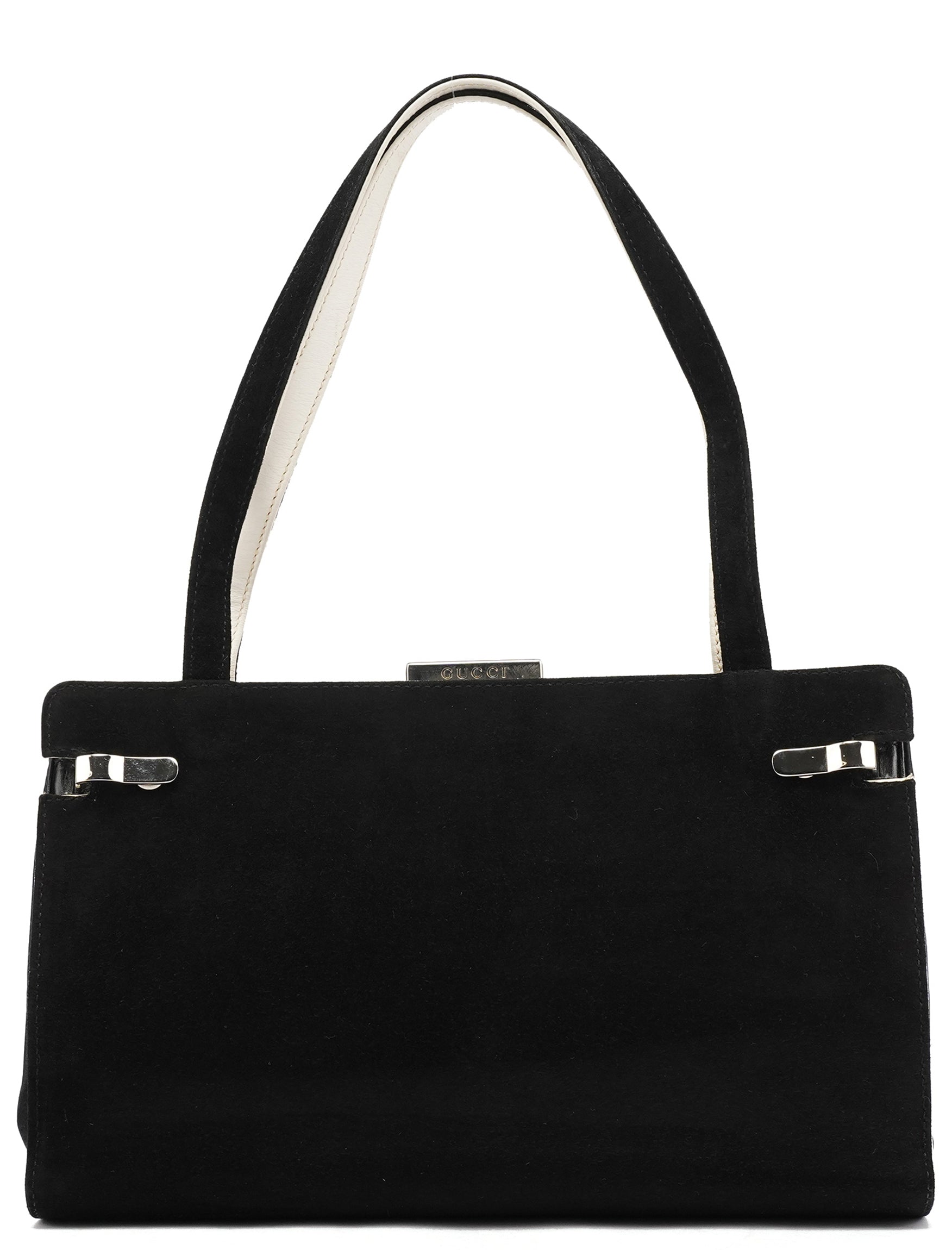 Gucci Black Ivory Suede Leather Tote Bag