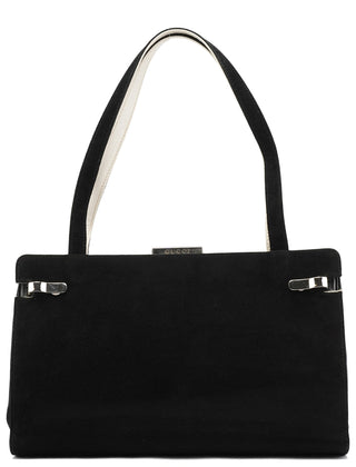 Gucci Black Ivory Suede Leather Tote Bag