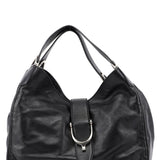 Gucci Black Lambskin Horsebit Shoulder Bag