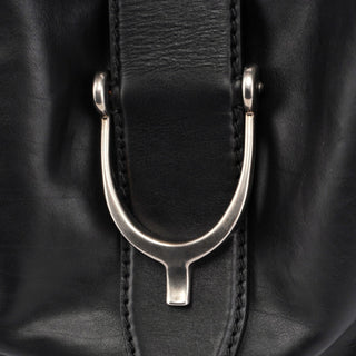 Gucci Black Lambskin Horsebit Shoulder Bag