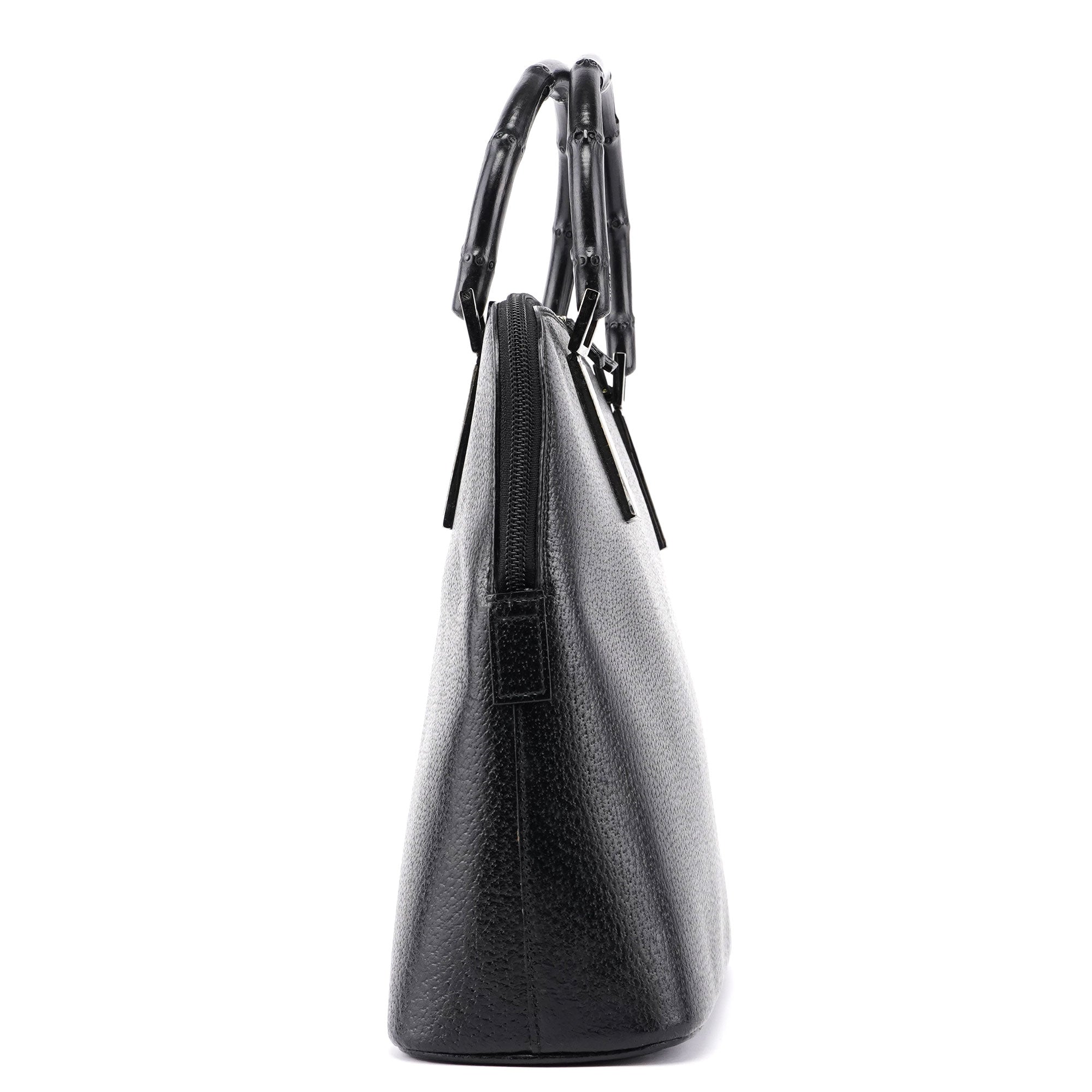 Gucci Bamboo 2-Way Tote Bag aus schwarzem Leder