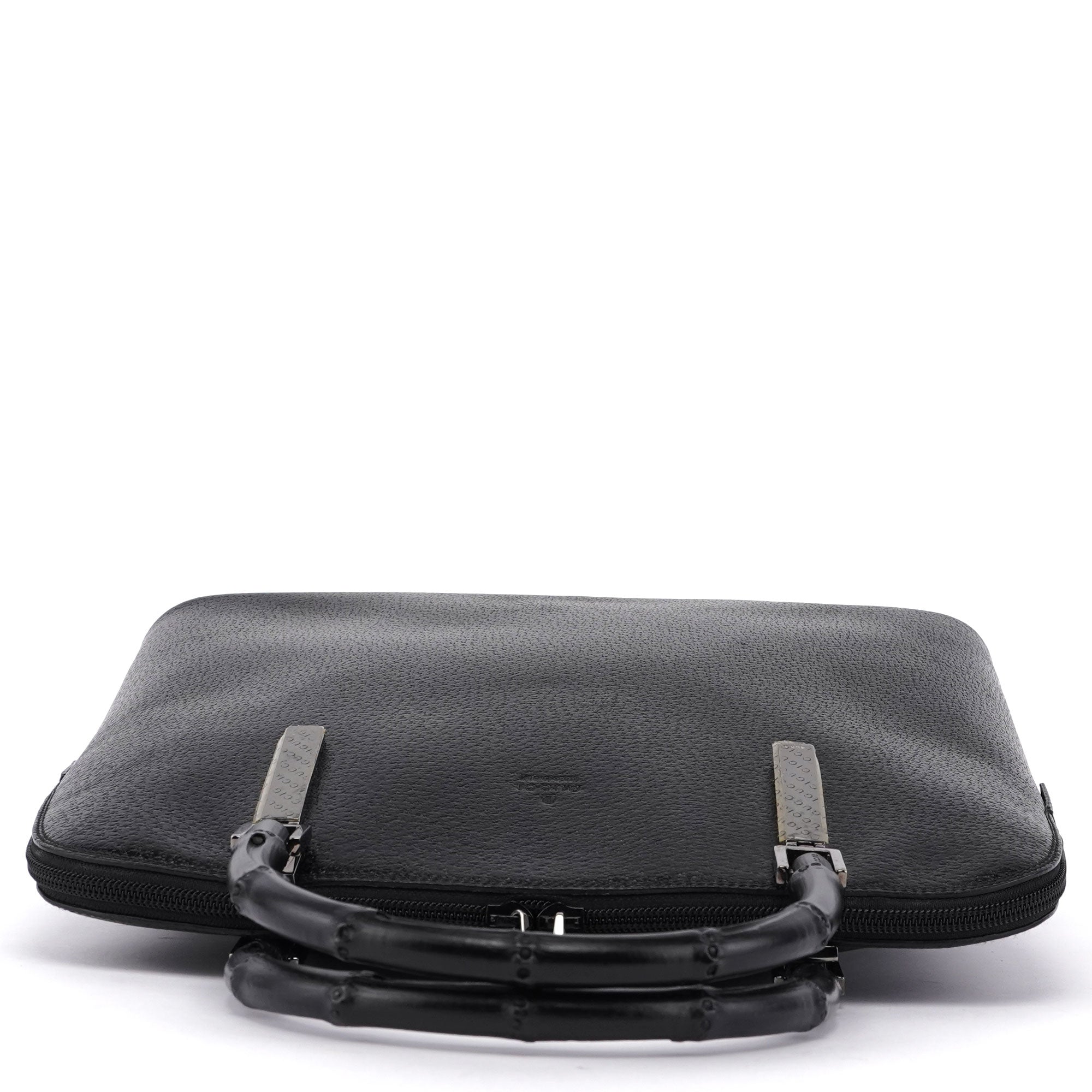 Gucci Bamboo 2-Way Tote Bag aus schwarzem Leder