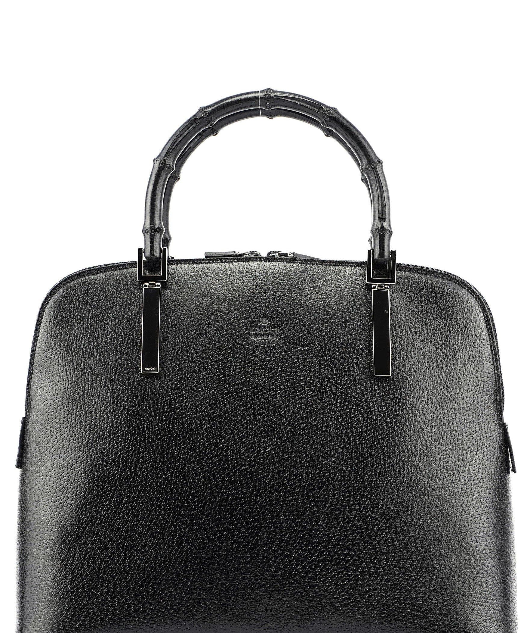Gucci Black Leather Bamboo 2-Way Tote