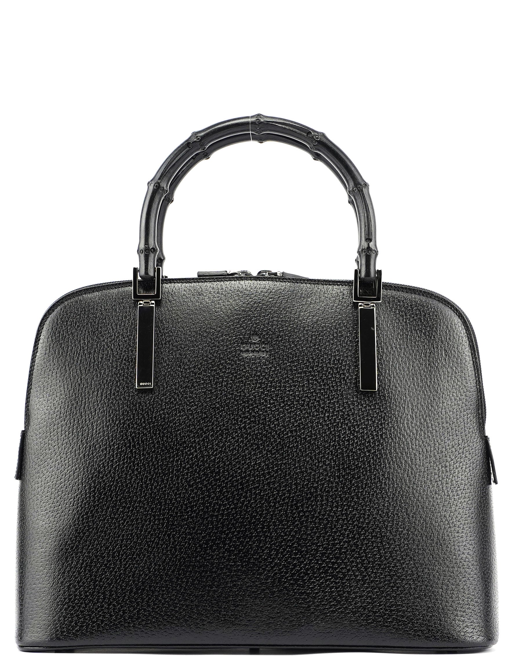 Gucci Black Leather Bamboo 2-Way Tote