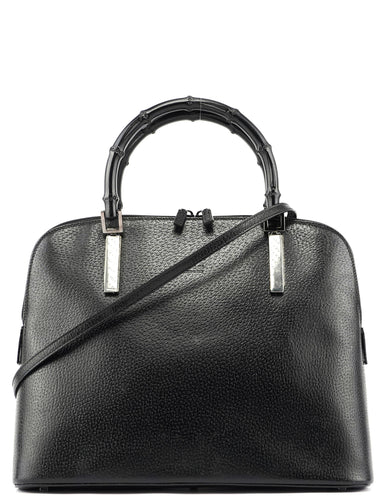 Gucci Black Leather Bamboo 2-Way Tote