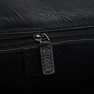 Gucci Black Leather Bamboo 2-Way Tote Bag