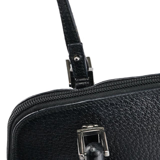 Gucci Black Leather Bamboo 2-Way Tote Bag