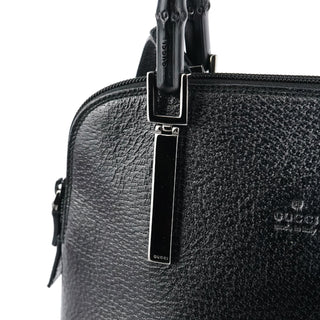 Gucci Black Leather Bamboo 2-Way Tote Bag