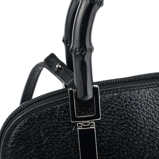 Gucci Black Leather Bamboo 2-Way Tote Bag