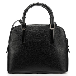 Gucci Black Leather Bamboo 2-Way Tote Bag