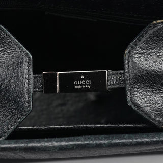 Gucci Black Leather Bamboo 2-Way Tote Bag