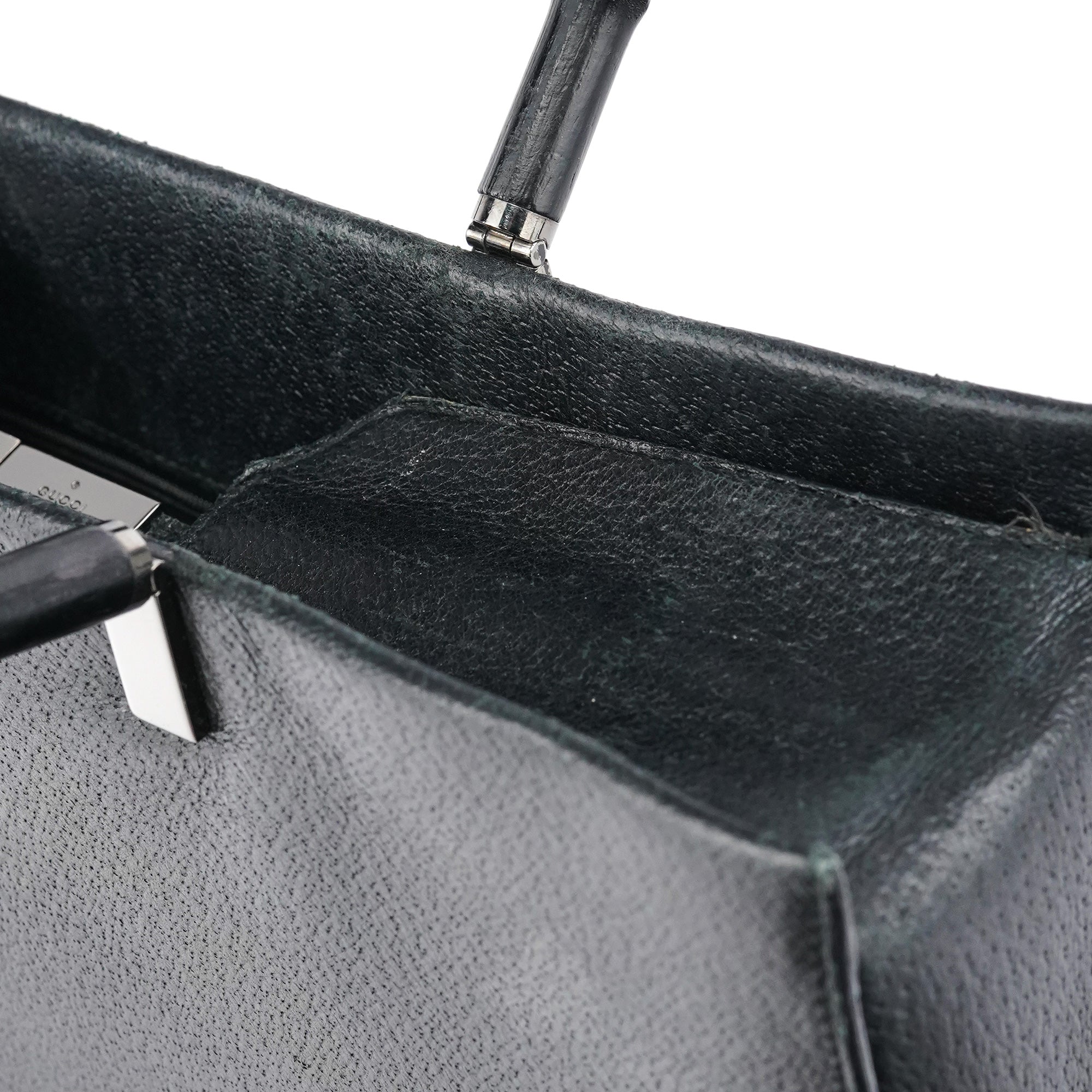 Gucci Sac cabas deux portés Bamboo en cuir noir