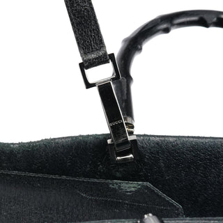 Gucci Black Leather Bamboo 2-Way Tote Bag